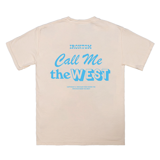IRONTOM Call Me the West Screen printed on a cotton tee back