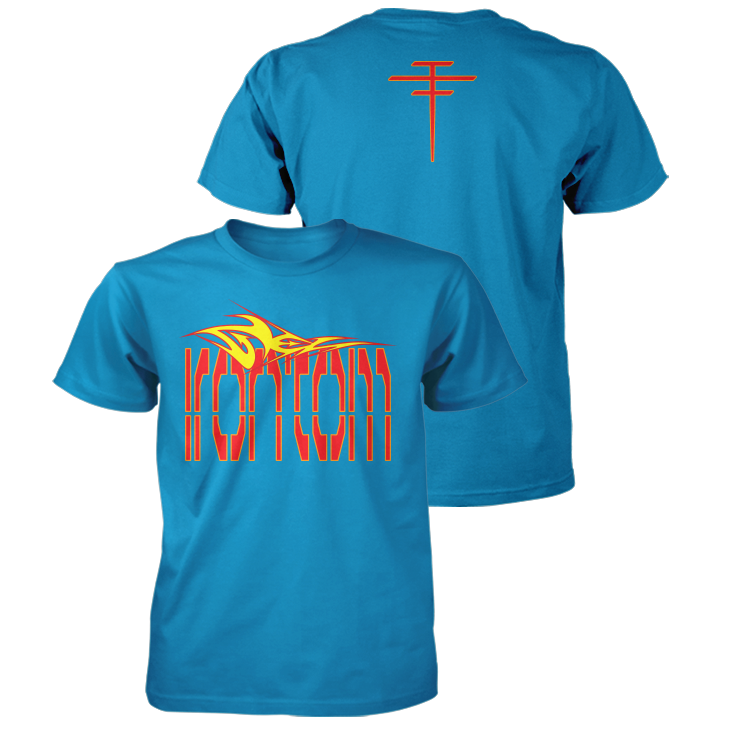 Blue Color T-Shirt with IRONTOM text on front and logo on upper-back.